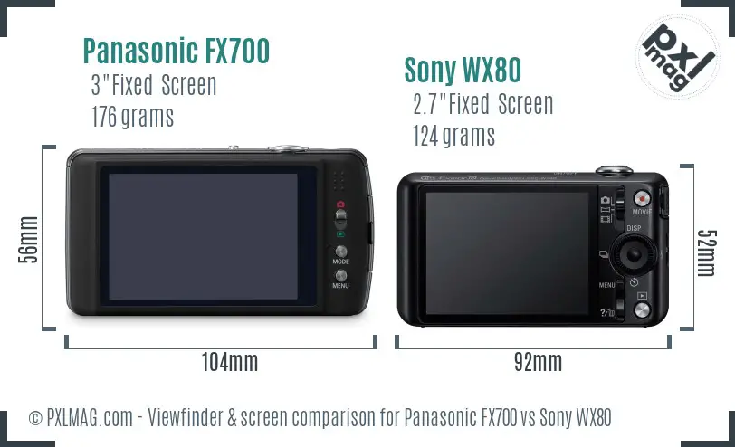 Panasonic FX700 vs Sony WX80 Screen and Viewfinder comparison