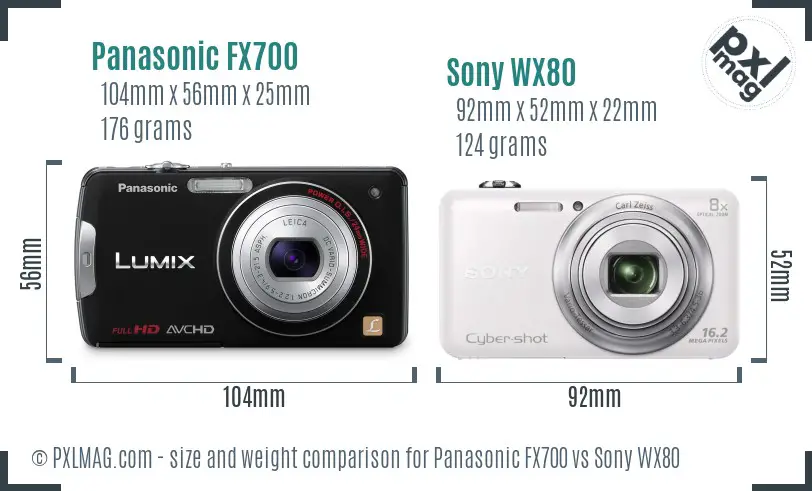 Panasonic FX700 vs Sony WX80 size comparison