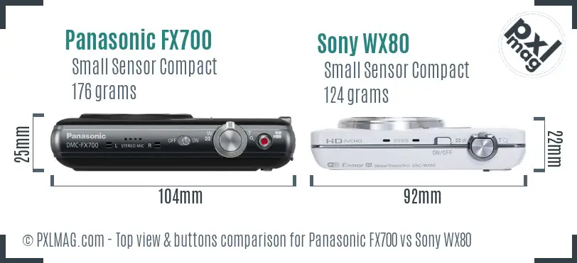 Panasonic FX700 vs Sony WX80 top view buttons comparison