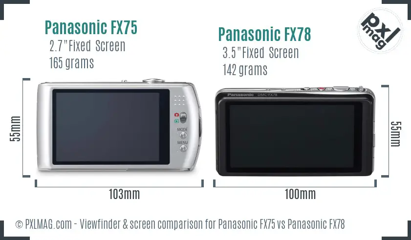 Panasonic FX75 vs Panasonic FX78 Screen and Viewfinder comparison