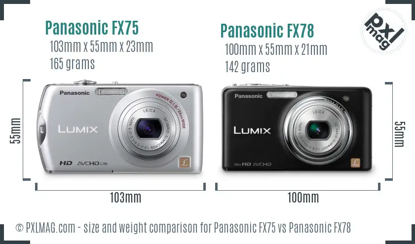 Panasonic FX75 vs Panasonic FX78 size comparison