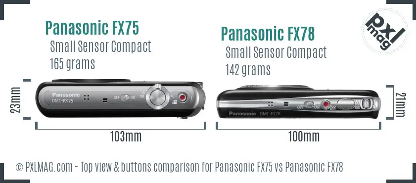 Panasonic FX75 vs Panasonic FX78 top view buttons comparison