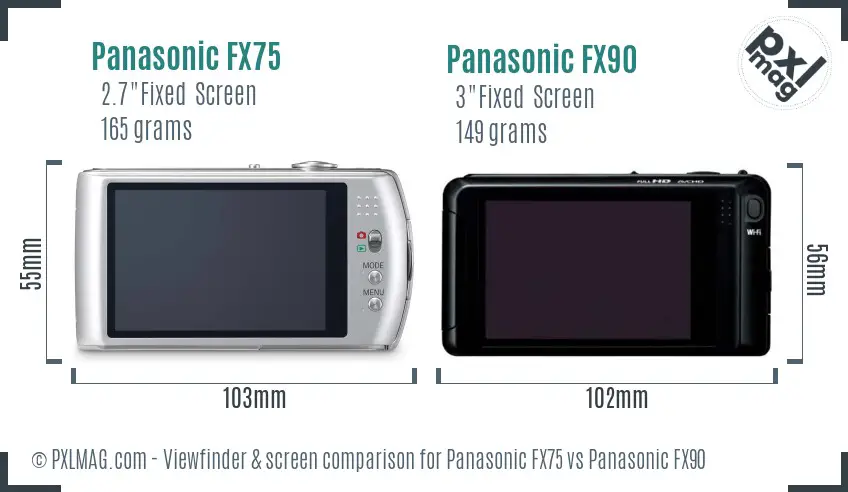 Panasonic FX75 vs Panasonic FX90 Screen and Viewfinder comparison