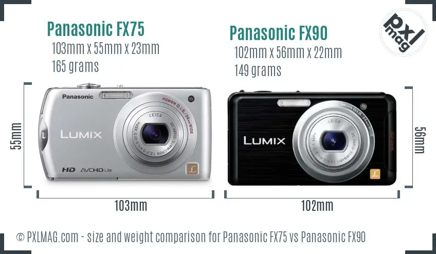 Panasonic FX75 vs Panasonic FX90 size comparison