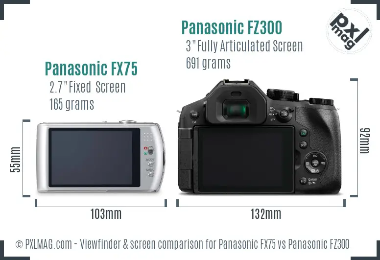 Panasonic FX75 vs Panasonic FZ300 Screen and Viewfinder comparison