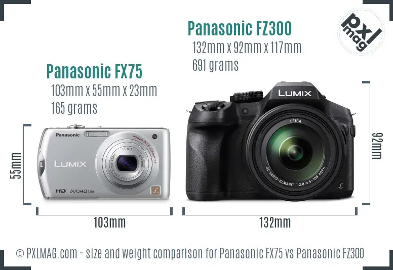 Panasonic FX75 vs Panasonic FZ300 size comparison