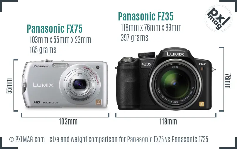 Panasonic FX75 vs Panasonic FZ35 size comparison