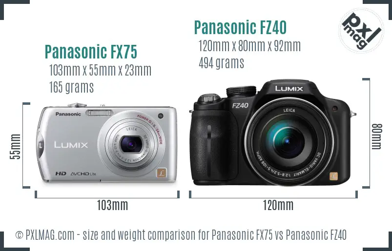 Panasonic FX75 vs Panasonic FZ40 size comparison