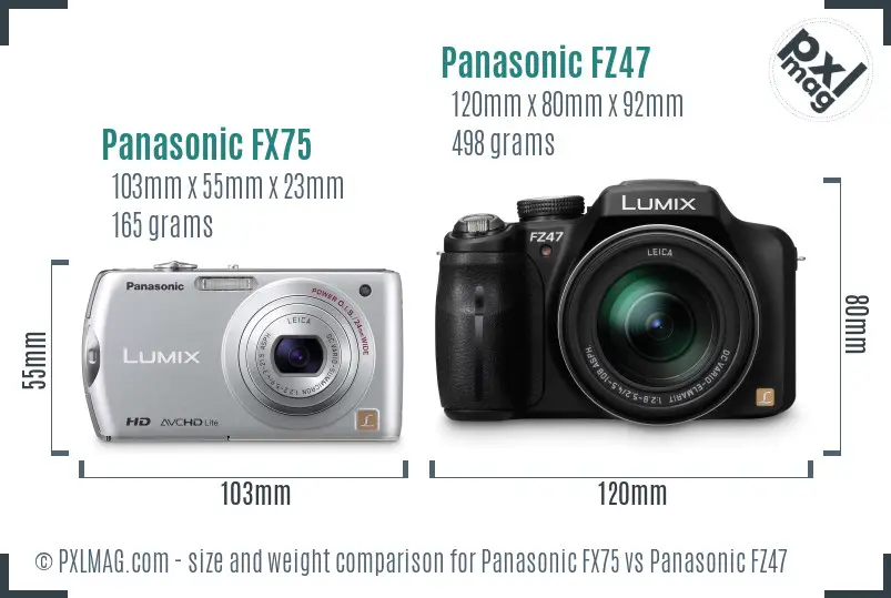Panasonic FX75 vs Panasonic FZ47 size comparison