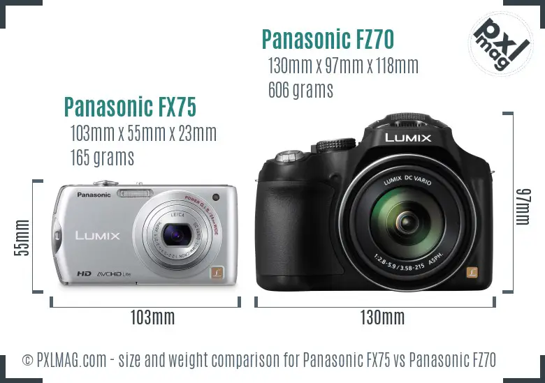 Panasonic FX75 vs Panasonic FZ70 size comparison