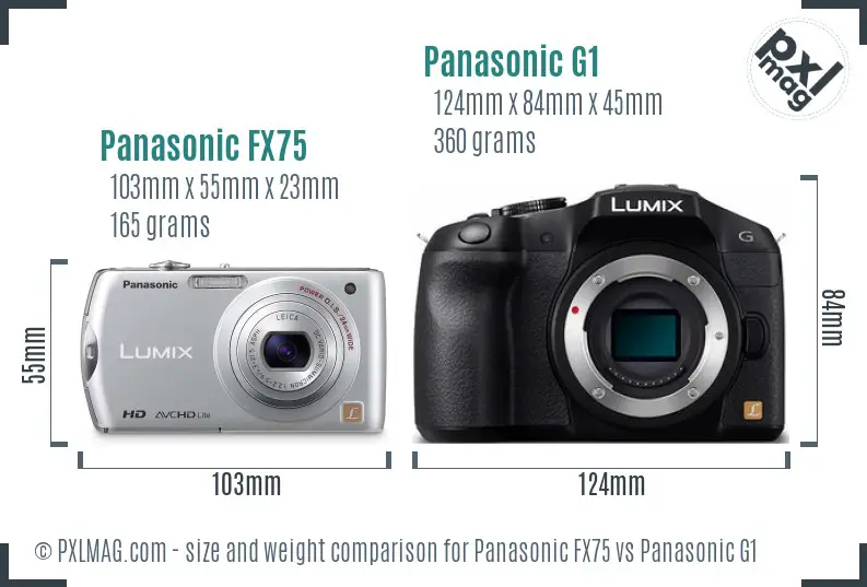Panasonic FX75 vs Panasonic G1 size comparison