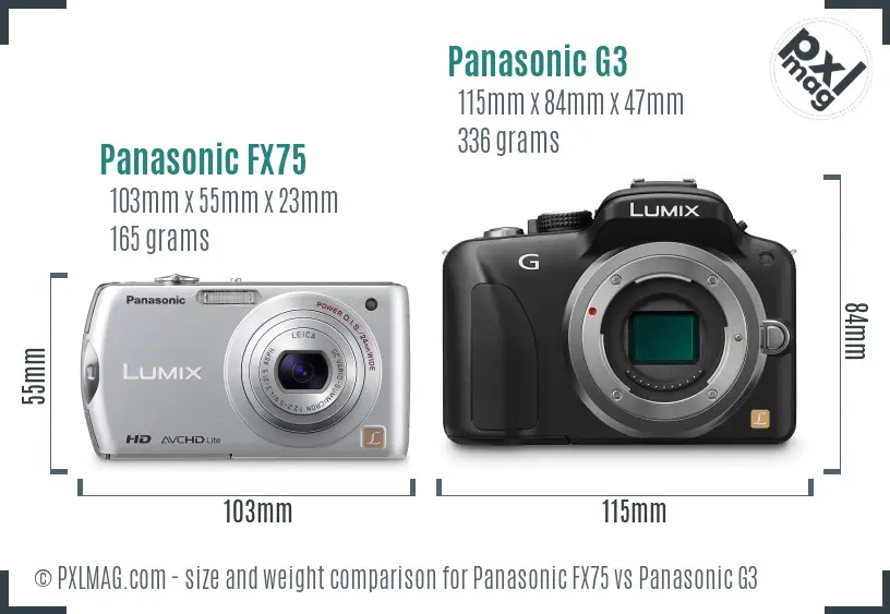 Panasonic FX75 vs Panasonic G3 size comparison
