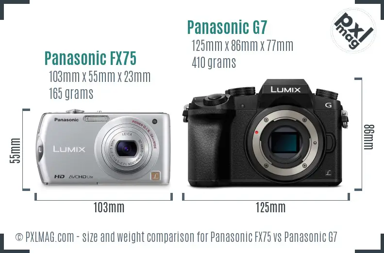 Panasonic FX75 vs Panasonic G7 size comparison