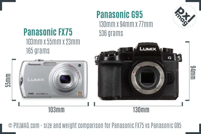 Panasonic FX75 vs Panasonic G95 size comparison