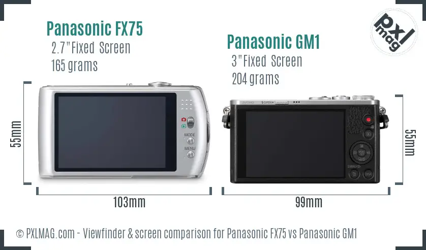 Panasonic FX75 vs Panasonic GM1 Screen and Viewfinder comparison