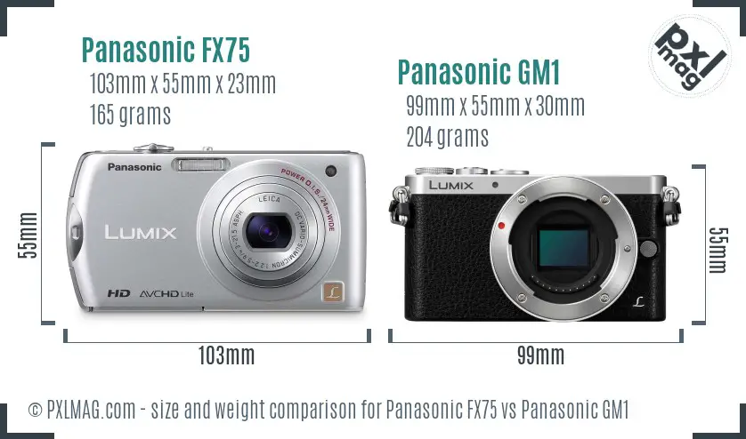 Panasonic FX75 vs Panasonic GM1 size comparison