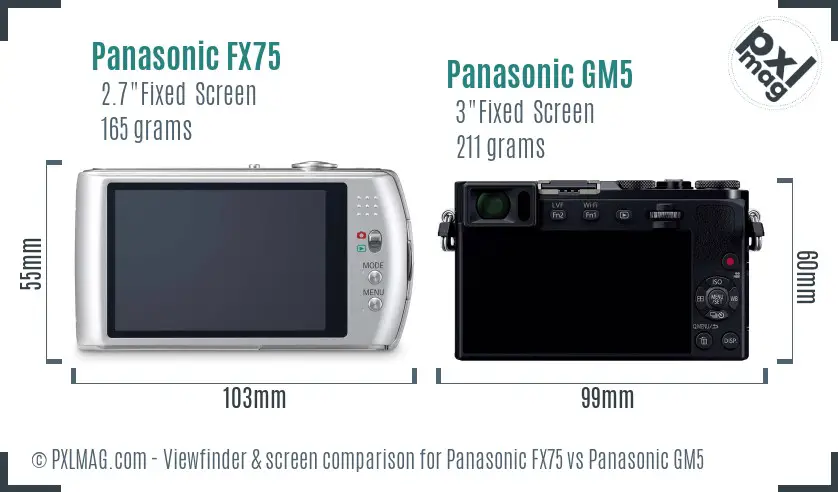 Panasonic FX75 vs Panasonic GM5 Screen and Viewfinder comparison