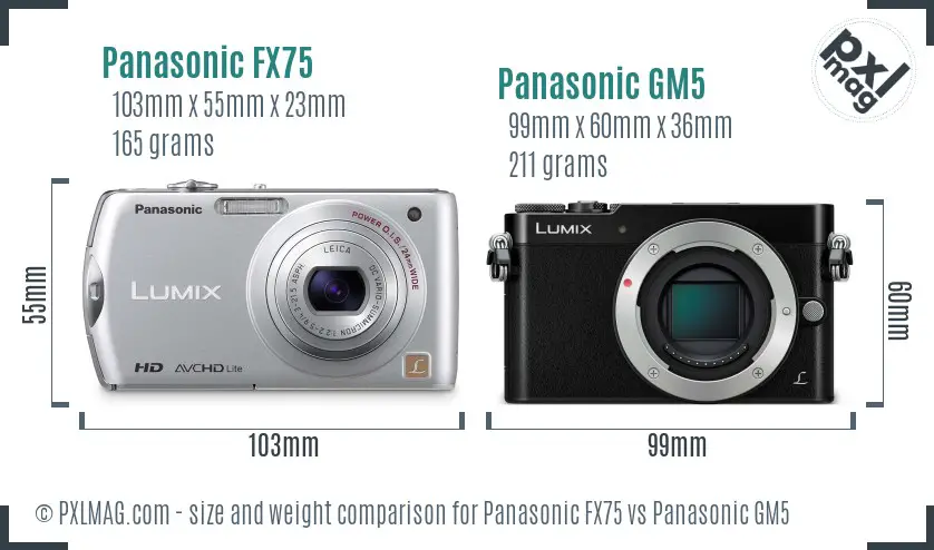 Panasonic FX75 vs Panasonic GM5 size comparison