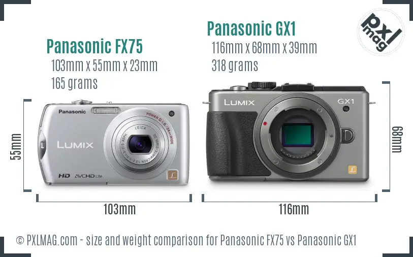 Panasonic FX75 vs Panasonic GX1 size comparison