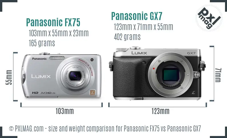 Panasonic FX75 vs Panasonic GX7 size comparison