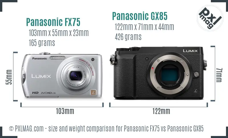 Panasonic FX75 vs Panasonic GX85 size comparison