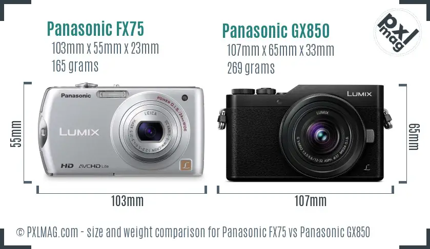 Panasonic FX75 vs Panasonic GX850 size comparison