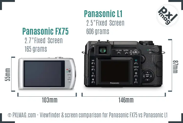 Panasonic FX75 vs Panasonic L1 Screen and Viewfinder comparison