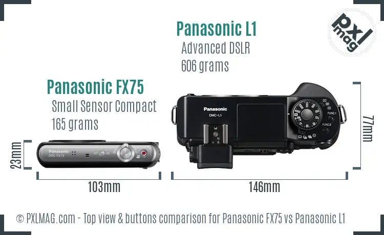 Panasonic FX75 vs Panasonic L1 top view buttons comparison