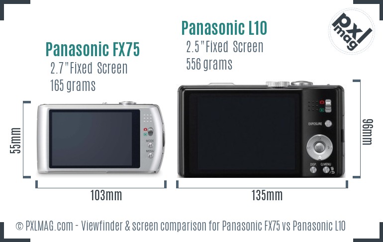 Panasonic FX75 vs Panasonic L10 Screen and Viewfinder comparison