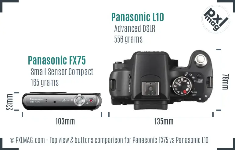 Panasonic FX75 vs Panasonic L10 top view buttons comparison