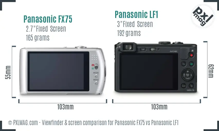 Panasonic FX75 vs Panasonic LF1 Screen and Viewfinder comparison