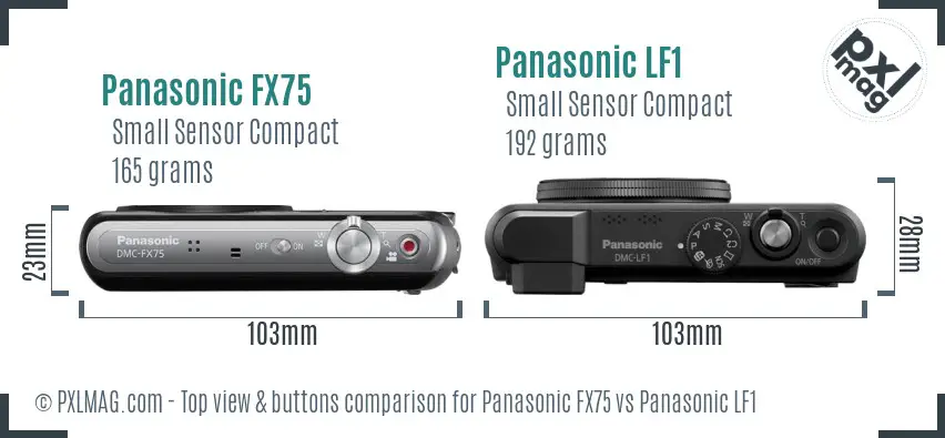 Panasonic FX75 vs Panasonic LF1 top view buttons comparison