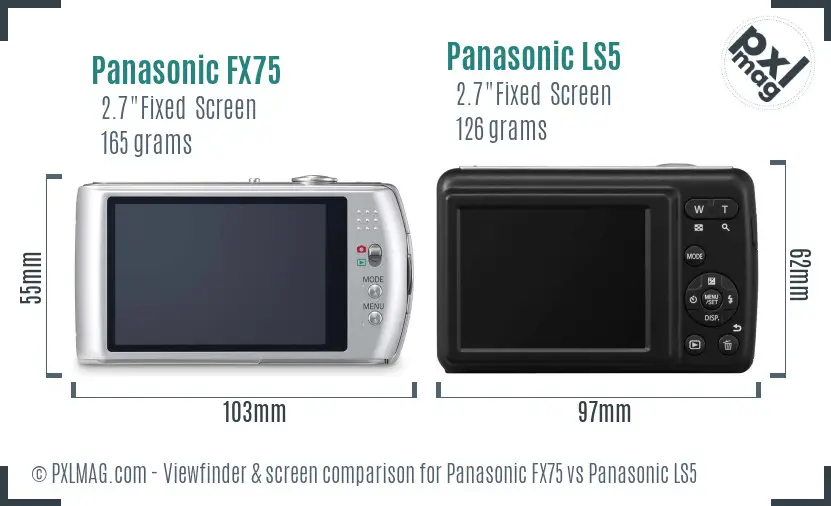 Panasonic FX75 vs Panasonic LS5 Screen and Viewfinder comparison