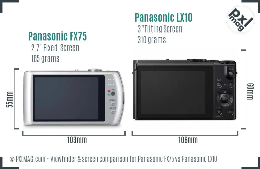 Panasonic FX75 vs Panasonic LX10 Screen and Viewfinder comparison