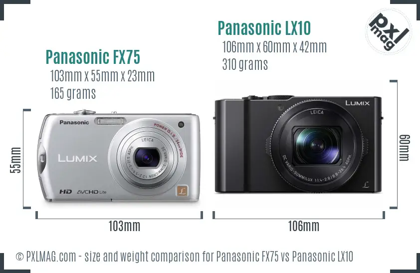 Panasonic FX75 vs Panasonic LX10 size comparison