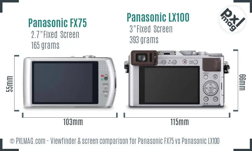 Panasonic FX75 vs Panasonic LX100 Screen and Viewfinder comparison