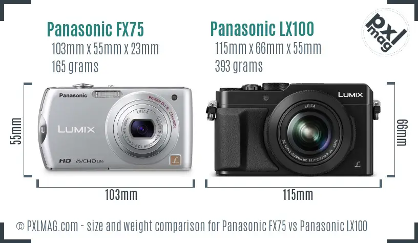 Panasonic FX75 vs Panasonic LX100 size comparison