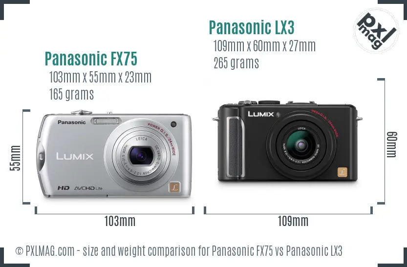 Panasonic FX75 vs Panasonic LX3 size comparison