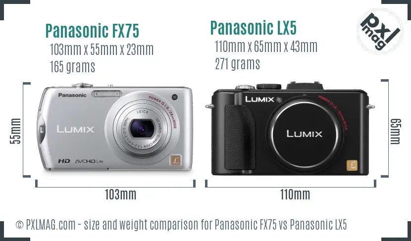 Panasonic FX75 vs Panasonic LX5 size comparison