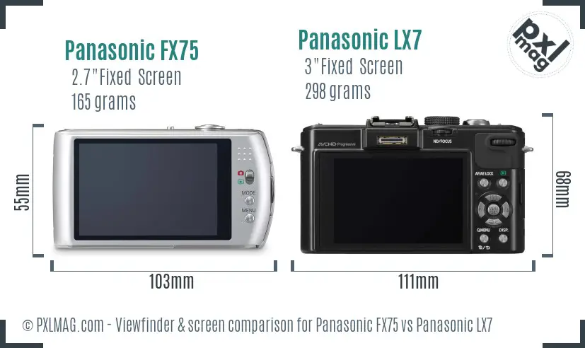 Panasonic FX75 vs Panasonic LX7 Screen and Viewfinder comparison