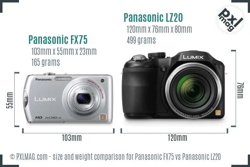 Panasonic FX75 vs Panasonic LZ20 size comparison