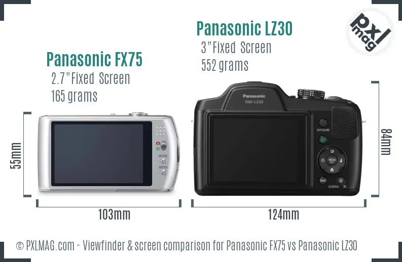 Panasonic FX75 vs Panasonic LZ30 Screen and Viewfinder comparison