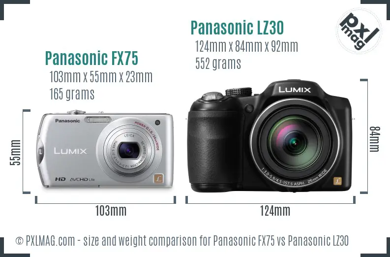 Panasonic FX75 vs Panasonic LZ30 size comparison