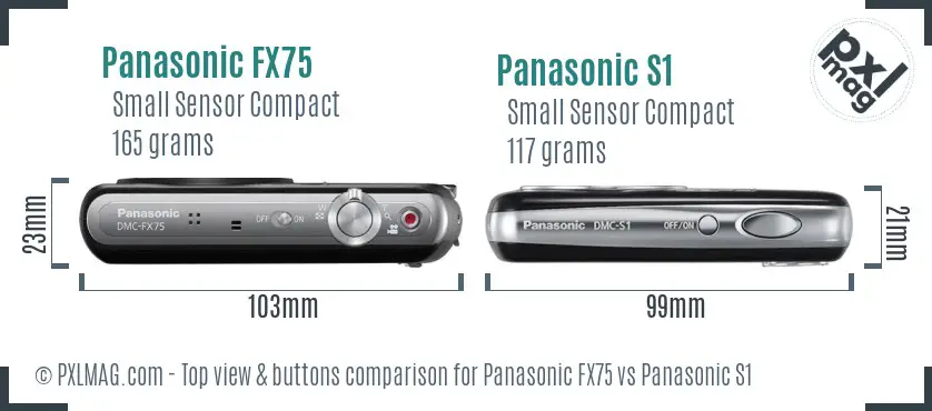Panasonic FX75 vs Panasonic S1 top view buttons comparison