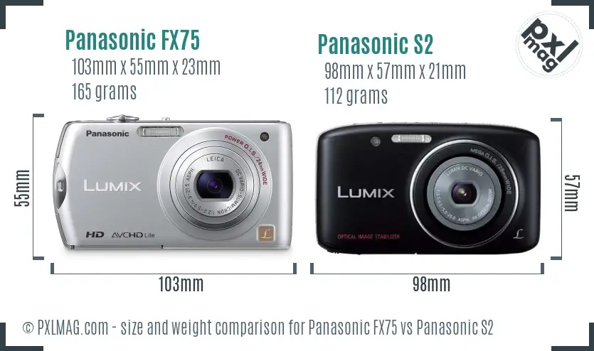 Panasonic FX75 vs Panasonic S2 size comparison