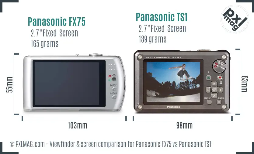 Panasonic FX75 vs Panasonic TS1 Screen and Viewfinder comparison