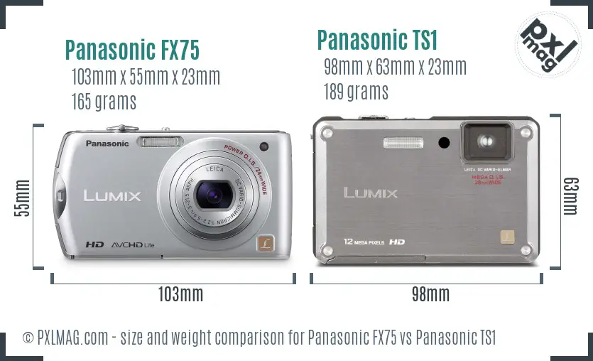 Panasonic FX75 vs Panasonic TS1 size comparison