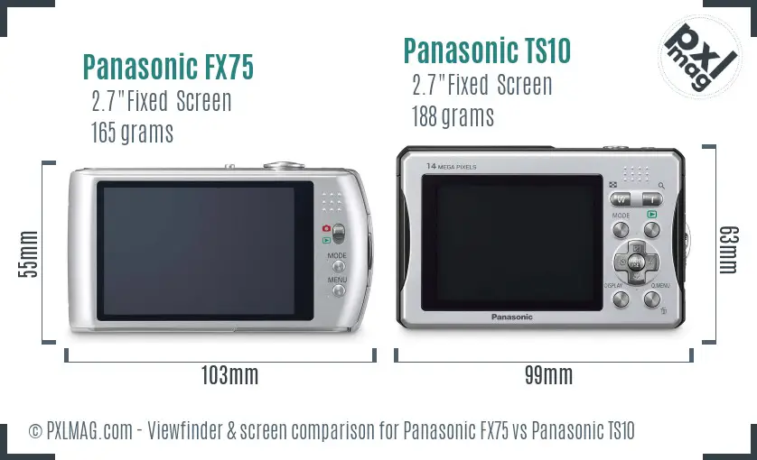 Panasonic FX75 vs Panasonic TS10 Screen and Viewfinder comparison