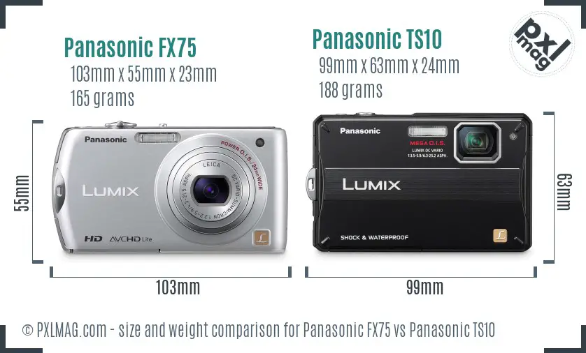 Panasonic FX75 vs Panasonic TS10 size comparison