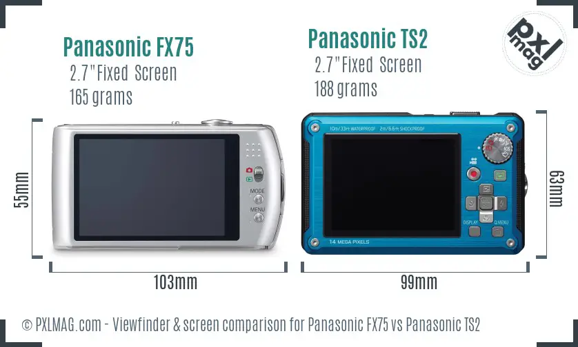 Panasonic FX75 vs Panasonic TS2 Screen and Viewfinder comparison